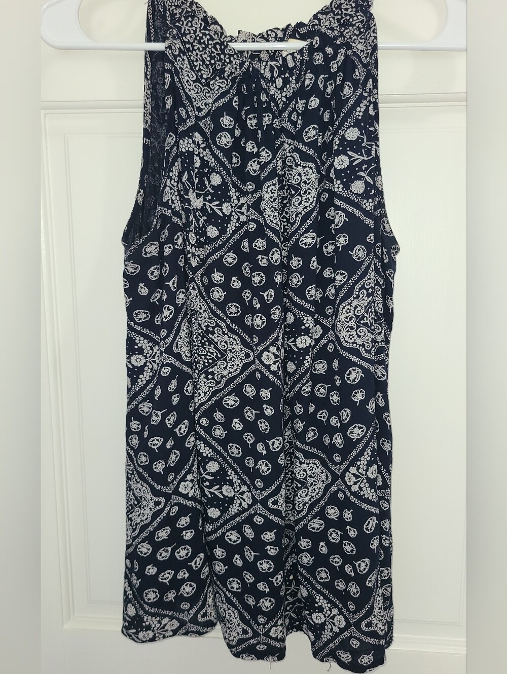 Workshop Republic Clothing Sleeveless Navy Blue Bandana Print Tank Top